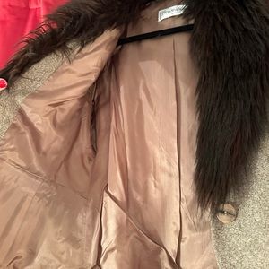 Gorgeous vintage tweed Yves St Laurent suit with faux fur collar